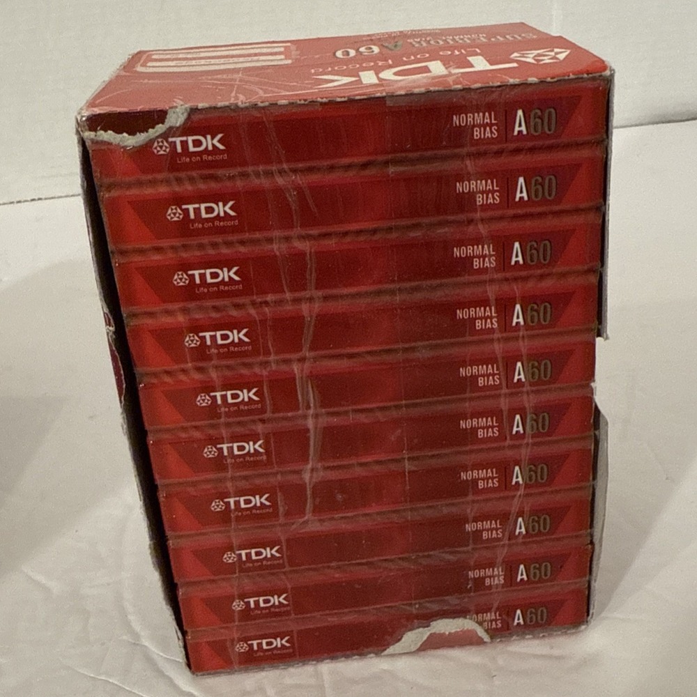 LOT‎ OF 10 NEW/SEALED TDK A60 BLANK CASSETTE TAPES! Normal Bias